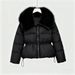Korean Style Minimalist Quilted Jacket With Faux Fur Collar - Women's Winter Short Padded Coat, Polyester Filling, Stand Collar, Zipper Closure_ecoleips.com