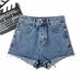 Women's Clothing Summer Solid Color High Waist Slim And Long Legs Cut Edge Old Raw Edge Denim Shorts Women's Pants_ecoleips.com
