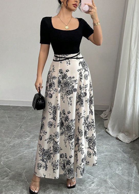 Summer Floral Maxi Dress – Oversized French-Inspired Boho Dress With Elastic Waist (S-Xxl, Lightweight Polyester)_ecoleips.com