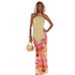 Women's Halter Neck Print Long Dress Slim Fit Bodycon Sleeveless Sexy Vacation Style Fashion_ecoleips.com