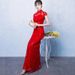 Elegant Long Fishtail Lace Qipao Dress - Red Slim-Fit Cheongsam For Wedding Banquet & Special Occasions_ecoleips.com