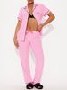Women's Striped Collar Pajamas Set Autumn Fashionable Home Wear Short Sleeve High Waisted Pants_ecoleips.com