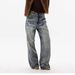 Unisex Distressed Slim Fit Wide Leg Jeans High Waisted Retro Straight Leg Cotton Pants For Autumn/Winter Casual Style_ecoleips.com