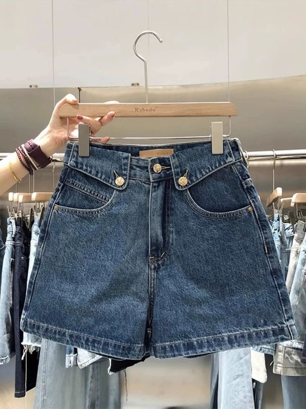 High Waisted Wide Leg Denim Shorts For Women European Style High End Design Summer Trendy A Line Hot Pants_ecoleips.com