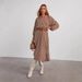 Aria Basics Aria Basics Cross-border Foreign Trade European And American Women's Clothing 2025 Autumn Fashion V-neck Loose Striped Belted_ecoleips.com