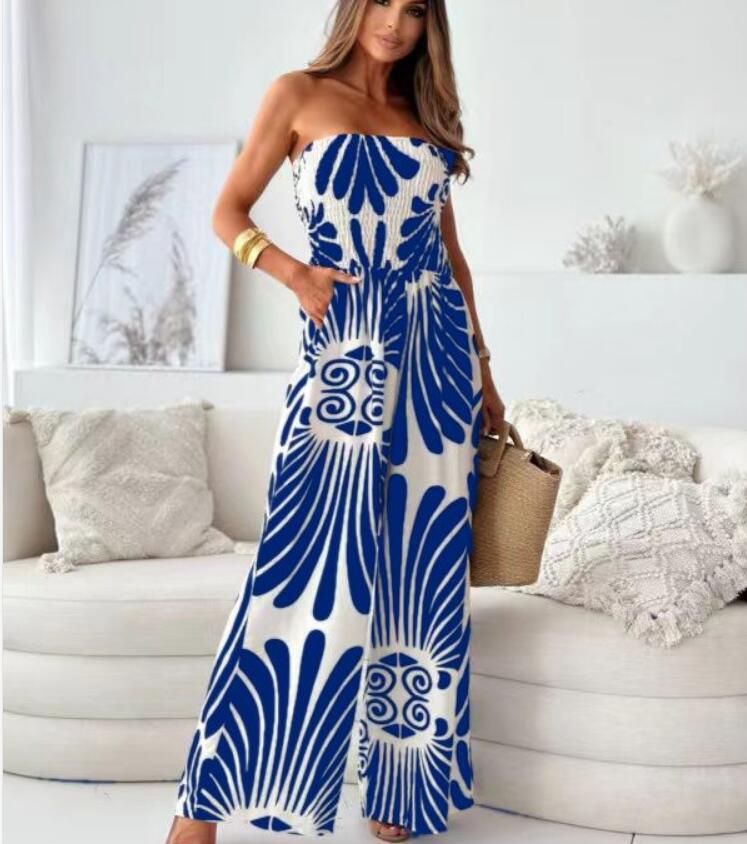 Women's Clothing fashion temperament one shoulder backless waist wide leg jumpsuit_ecoleips.com