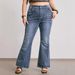 Women's Butterfly Studded Flared Jeans Dark Blue Washed Distressed Vintage plus Size Clothes Factory Direct Wholesale_ecoleips.com