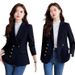 New Spring Autumn Black Slim-Fit Elegant Casual Blazer With Double Breasted Buttons For Women, Other European And_ecoleips.com