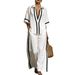 Women's Clothing Women's Fashion Loose Casual Color Block Short Sleeve Shirt And Wide Leg Pants Two Piece Set_ecoleips.com