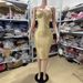 Verve 2025 New Gold Foil Hollow Sexy Strapless Slim Fit Sleeveless Mid-Length Bodycon Evening Dress For Women_ecoleips.com
