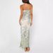 Summer New European And American Style Elegant Mesh Printed Slit Slim-fit Strapless Dress For Women_ecoleips.com