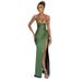 Foreign Trade European And American Style Summer New Solid Color Sexy Waist-Cinching Backless Sleeveless Slimming Long_ecoleips.com