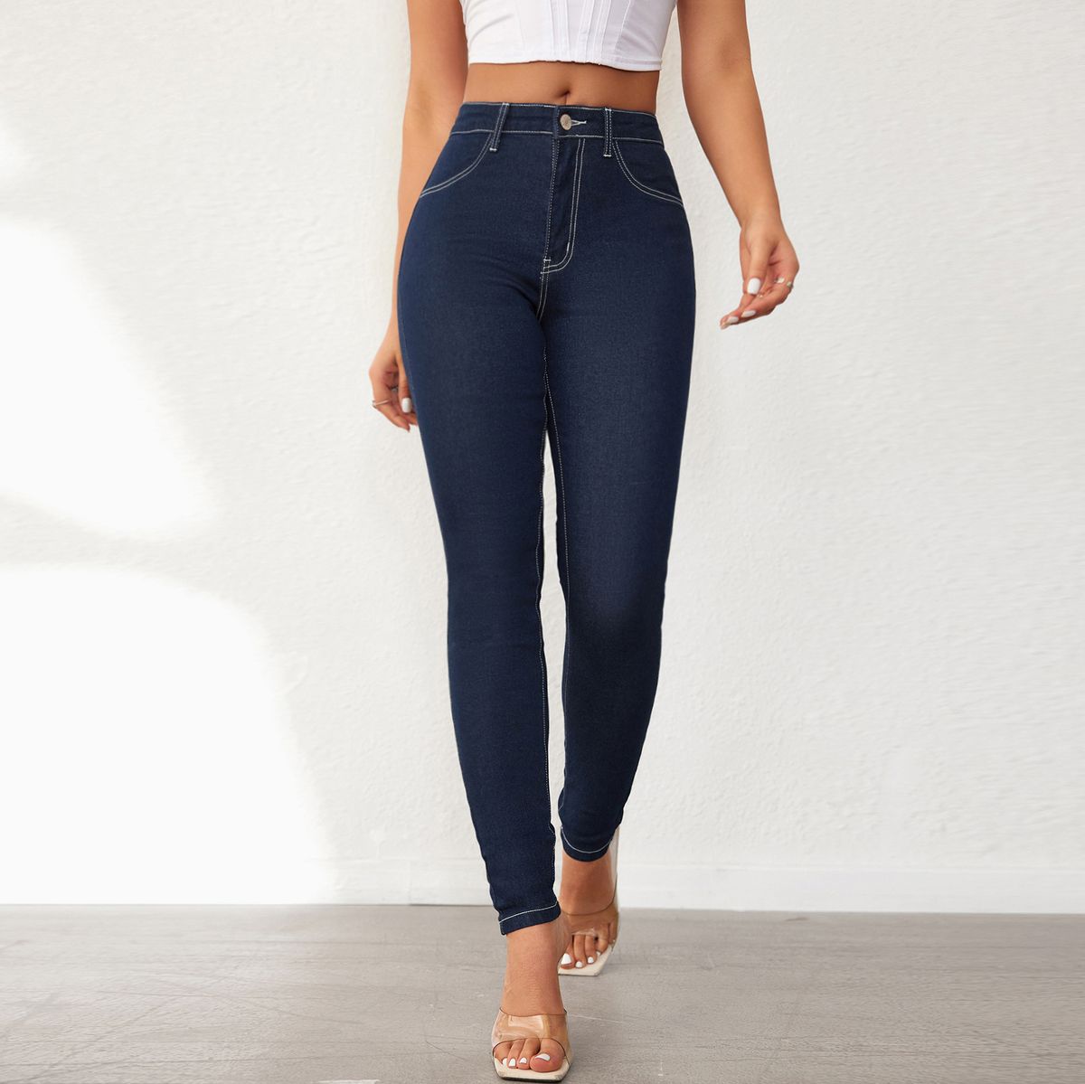Women's High Waist Skinny Jeans - Stretch Denim Pencil Pants With Butt Lifting Effect, Comfortable & Stylish For Everyday Wear_ecoleips.com