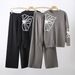 Women's 3D Knit Pullover Top & Wide Leg Pants Set - Elegant Office Casual Outfit With Embroidery Detail, Polyester Comfort Fit (Black, Graphite,_ecoleips.com