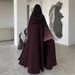 Elegant Muslim Abaya Dress With Gradient Bell Sleeves & Flowy Hem – Modest Long Dress For Women (Available In Wine Red & Navy Blue)_ecoleips.com