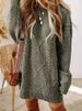 Oversized Knit Sweater Dress – Women's Long Sleeve Casual Tunic In Soft Polyester (Black/Army Green/Khaki/Caramel/White)_ecoleips.com