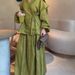 Women's Clothing Women's Fashion Set - Tie Up Ruffle Long Sleeved Shirt And Solid Color Simple Skirt For Formal & Casual_ecoleips.com