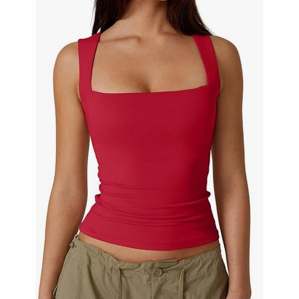 Women's Slim Fit Square Neck Sleeveless Vest Top Style Inner Wear Sexy_ecoleips.com
