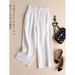 Suitable For All Seasons Italian Women's High-Waisted Linen Straight-Leg Cropped Casual Cotton-Linen Wide-Leg Pants_ecoleips.com