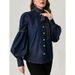 K European And American Style Women's Fashion New Lace Up Bow Denim Shirt_ecoleips.com