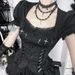 Cross Stitched Positioning Women's Shirt Top New Spring Style Subculture Dark Sweet Cool Hot Girl Clothing_ecoleips.com