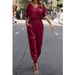 Women's Clothing New V Neck Off Shoulder Casual Comfortable Jumpsuit Basic Style_ecoleips.com