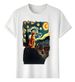 Women's T-Shirts Tshirt Muscle Freaks Starry Night Van Gogh Cat Style_ecoleips.com