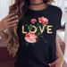 Cross-border Supply European And American Wholesale Heart-shaped Plus-size Fashion Retro Short-sleeve Casual T-shirt For_ecoleips.com