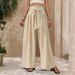 Voya Women's Fashion Summer New Solid Color Wide-leg Pants With High-waist Tie Design, Niche Casual Drapey Straight-leg Straight-leg Pants_ecoleips.com