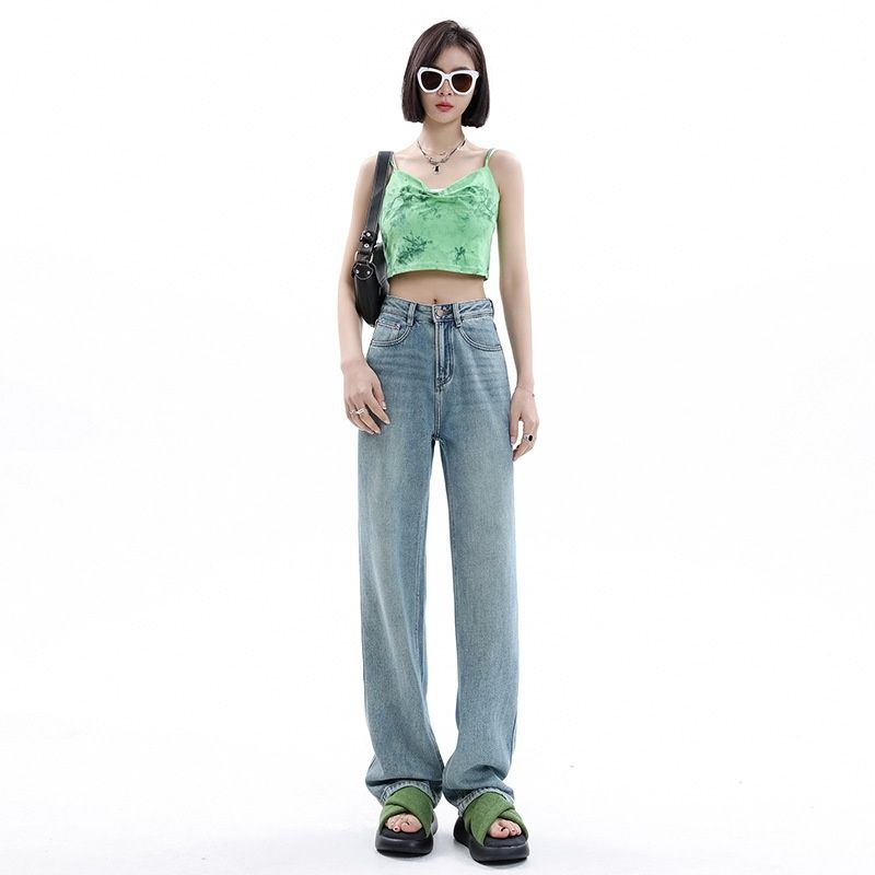 Women's Straight-leg Jeans, New Spring-summer Style, High-waisted, Slimming, Petite-friendly, Narrow Cut, Loose-fitting,_ecoleips.com