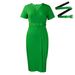 Women's Clothing Elegant V-Neck Short Sleeve Pencil Skirt Set | Crinkle Texture Office Wear | Polyester Blend Women’s Suit_ecoleips.com