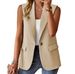 New Sleeveless Blazer Women's Casual Office Jacket - Lightweight Loose Fit, Notched Lapel, Multiple Colors_ecoleips.com
