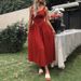 Square Neck Midi Dress With Pleated Skirt – Elegant A-Line Summer Dress For Women (S-XL) | Stretchy Polyester Casual & Office Wear_ecoleips.com