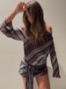 JULISSA MO Sexy One Shoulder Printed Striped Bandage Women Dress Long Sleeve High Waist Mini Dress Summer Slim Elegant Beachwear_ecoleips.com