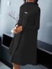 Women's Clothing Elegant Solid Color Long Sleeved High Neck Slim Big Swing Dress_ecoleips.com