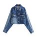 Women's Clothing Women's Washed Patchwork Denim Jacket And Slit Skirt Set Spring European American Style_ecoleips.com