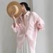 French-style Elegant And Youthful Pink Linen Sunscreen Long-sleeve Shirt For Women, Summer Thin Cotton-linen Lightweight_ecoleips.com