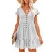 2024 European And American Spring/Summer Independent Website V-neck Buttoned Small Floral Short-sleeved Loose_ecoleips.com