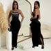 New Fashion Women's Clothing One Shoulder Slit Hot Diamond Hip Dress_ecoleips.com