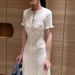 Elegant Maxi Dress For Women Knitted Lace Trim Ruffled Sleeves Floral Embroidery A-Line Silhouette_ecoleips.com