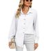 Women's Clothing Casual Loose Long Sleeved Lapel Button Solid Color Shirt Female_ecoleips.com