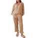 European American Cross-border Fashion Casual Plaid Suit For Women 2025 New Style: Collared Bell-sleeve Shirt And_ecoleips.com