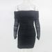 popular women's clothing sexy one-line neckline off-shoulder pleated hip-hugging evening dress short dress summer dress_ecoleips.com