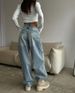 American Retro Low Waist Non Elastic Washed Straight Jeans For Women Autumn New Street Wide Leg Denim Pants For Women_ecoleips.com
