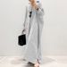 Women's Plus Size Women's Clothing Long Skirt Striped Straight Skirt Shirt Dress Loose Coat Three-quarter Sleeve Dress_ecoleips.com