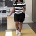 Plus Size Women's Clothing Striped T-Shirt Set Pullover Short Sleeve Letter 3D Printed Shorts_ecoleips.com