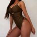 Women's Clothing Brown Cutout Strappy One Piece Swimsuit Style Women's Bikini Swimwear For Formal & Casual For Women_ecoleips.com