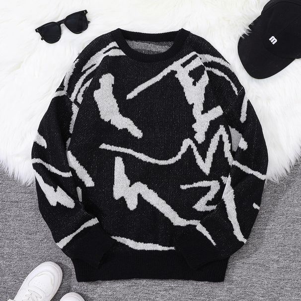 Women's Clothing Sweater Men And Women Autumn And Winter Loose Round Neck Hong Kong Style Knitted Sweater Long Sleeve Jacket_ecoleips.com