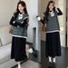 Autumn Winter New Korean Fashion Jacquard Vest 2-Piece Set Maternity Dress_ecoleips.com