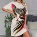 3d Print Short Sleeve Nightdress, Women's Casual Round Neck Sleepshirt Dress, Soft Milk Silk Lounge & Sleepwear_ecoleips.com